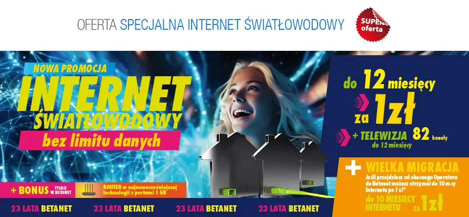 Najszybszy Światłowód dla Skotnik i Okolic do 1 Gb do 12 miesięcy za 1 zł